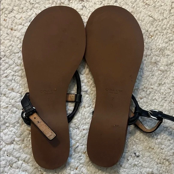 Coach Black and Brown Leather Women's Sandals - Picture 5 of 6